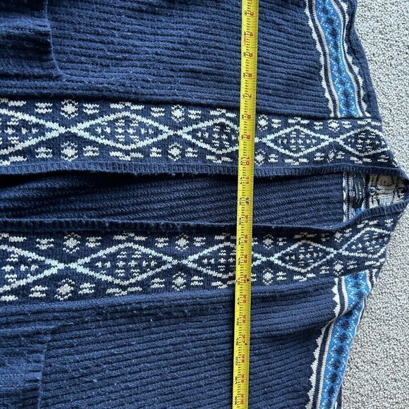 Lucky Brand Women’s Medium Cardigan Navy Blue Patterned Y2K Grannycore - Picture 9 of 10